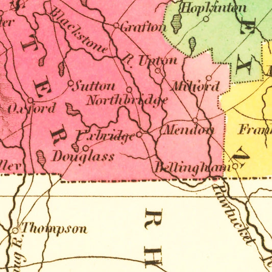 Vintage Map of Massachusetts, 1826