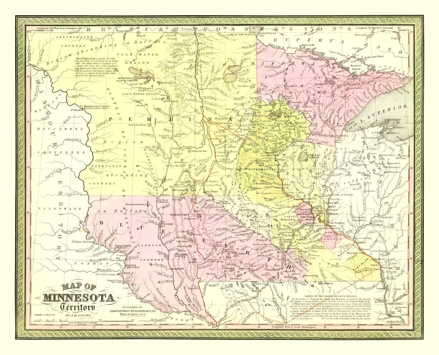 Vintage Map of Minnesota, 1855