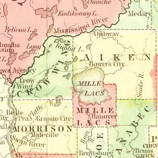 Vintage Map of Minnesota, 1862