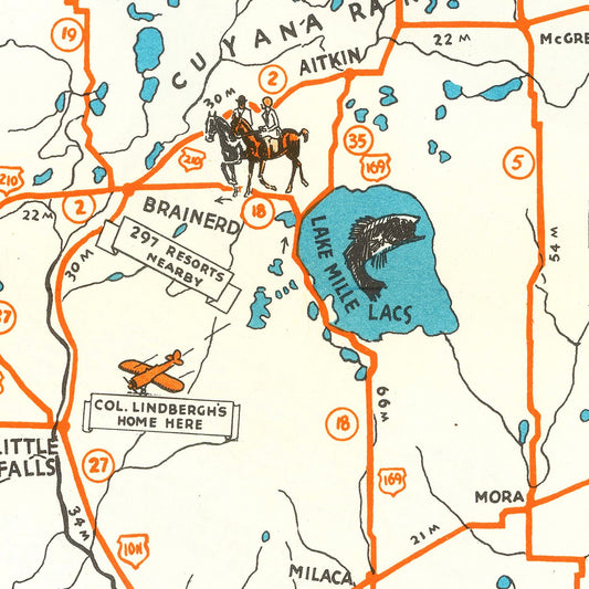 Vintage Pictorial Map of Minnesota, 1935