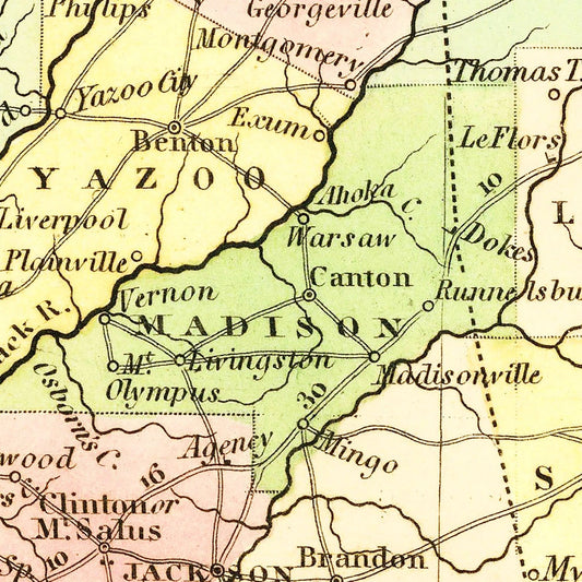 Vintage Map of Mississippi, 1836