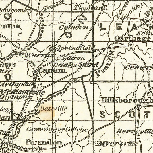 Vintage Map of Mississippi, 1842