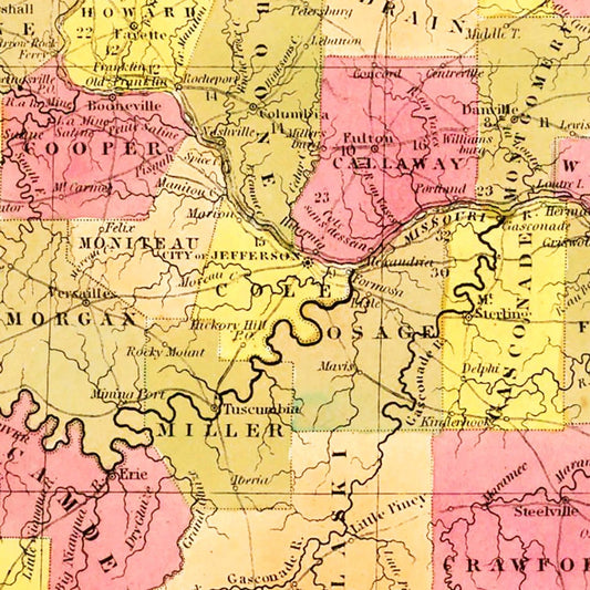 Vintage Map of Missouri, 1847