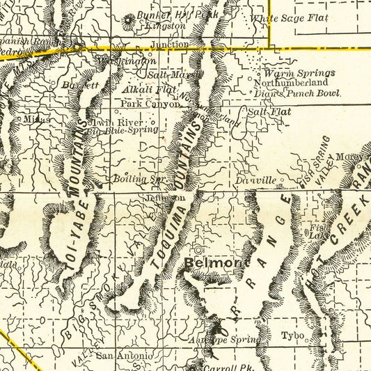 Vintage Railroad Map of Nebraska, 1884