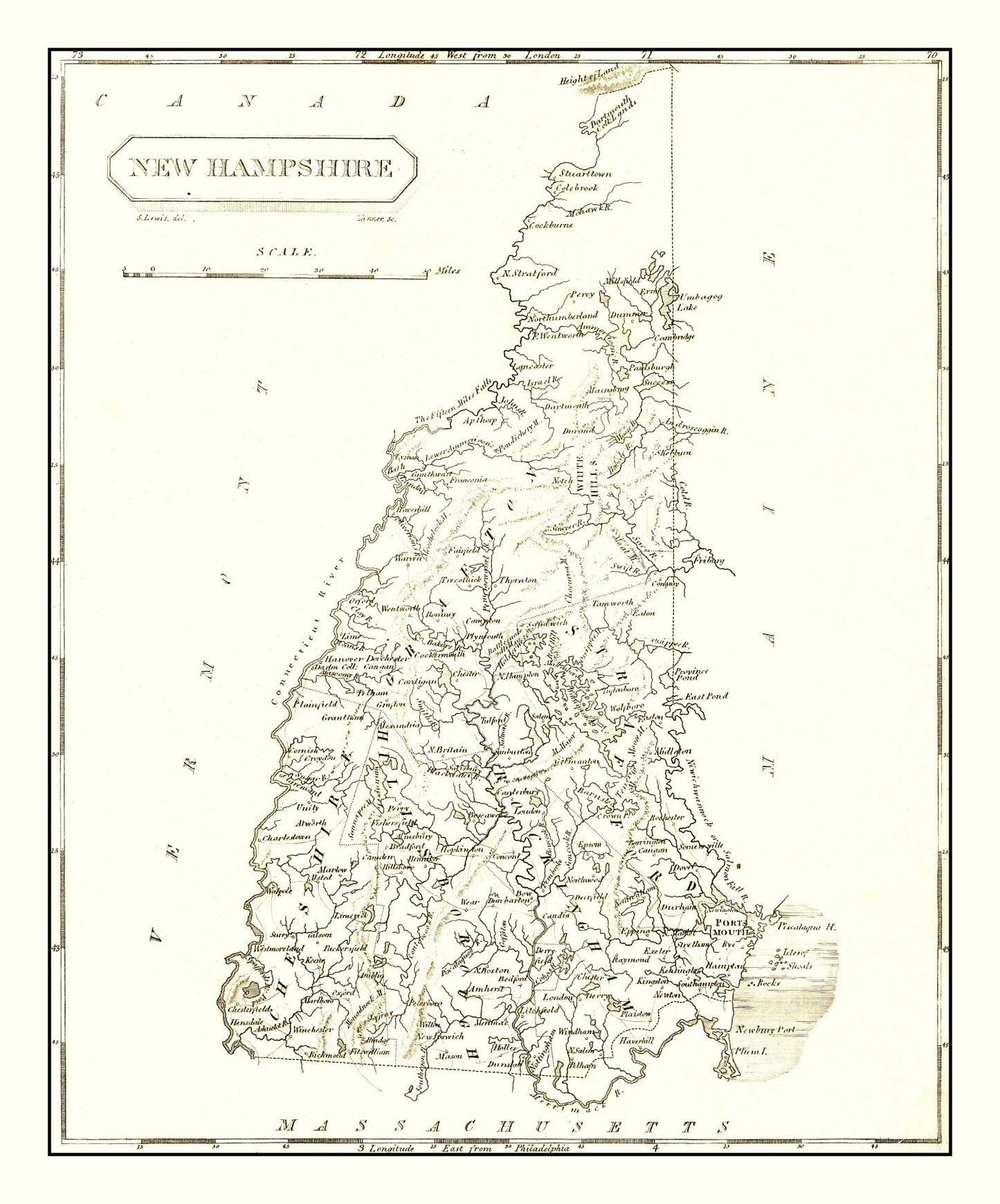 Vintage Map of New Hampshire, 1804