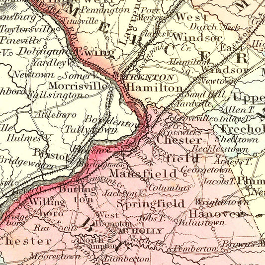 Vintage Map of New Jersey, 1855
