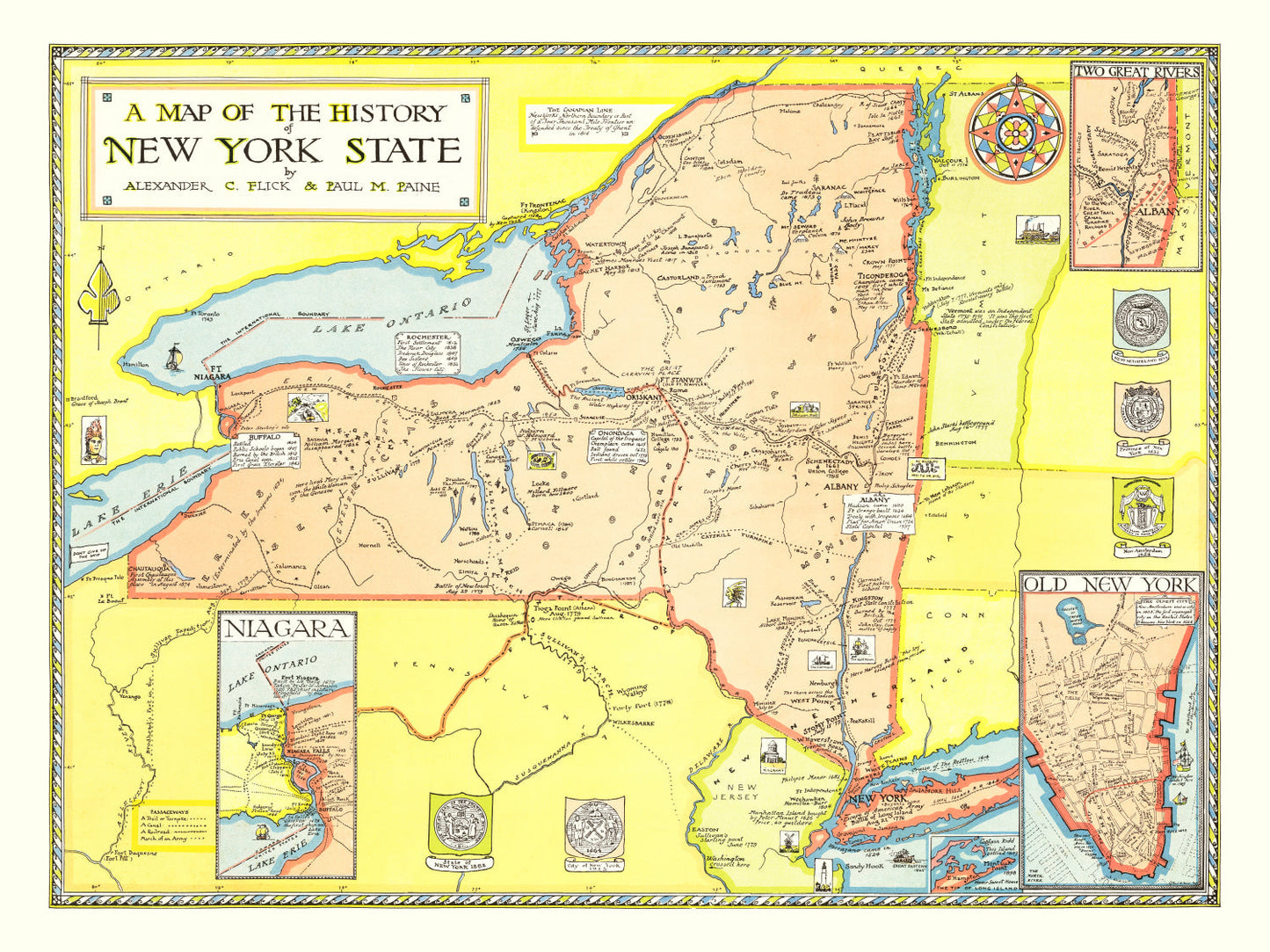 Vintage Map of the History of New York, 1928