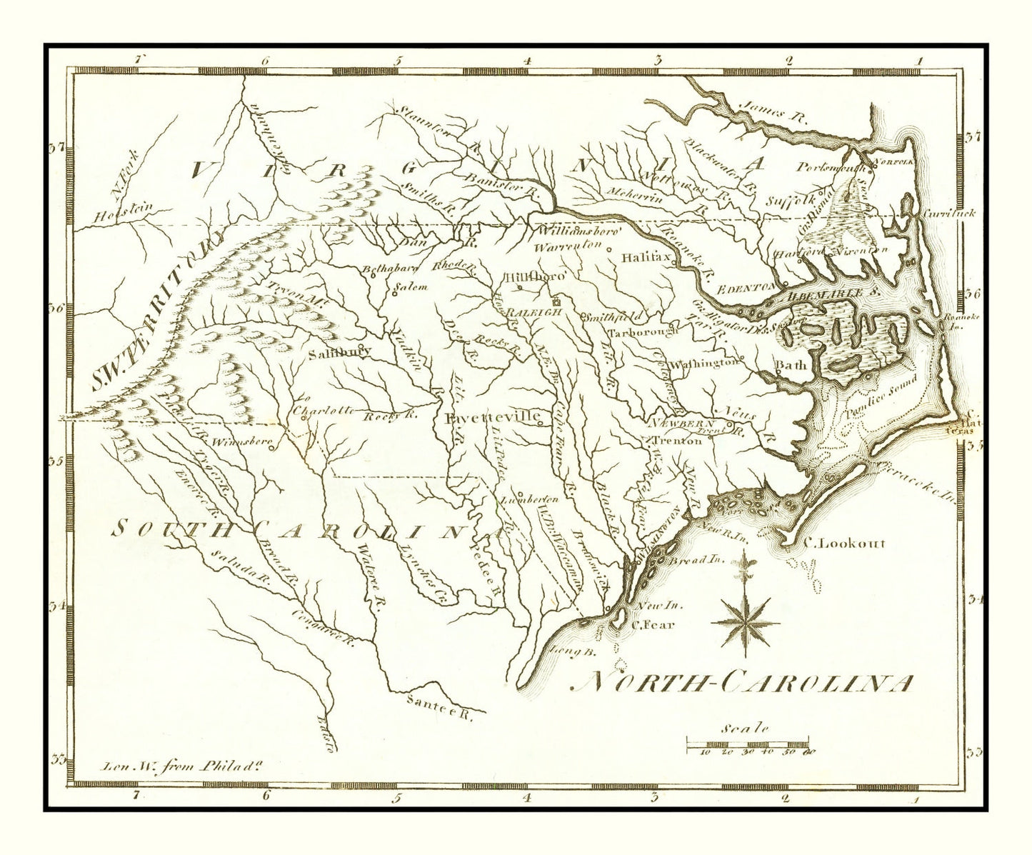 Vintage Map of North Carolina, 1795