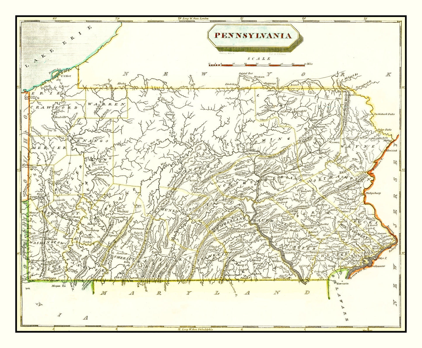 Vintage Map of Pennsylvania, 1804