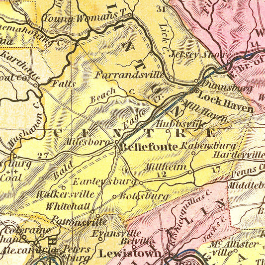 Vintage Map of Pennsylvania, 1836