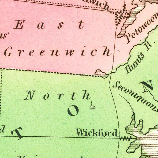 Vintage Map of Rhode Island, 1838