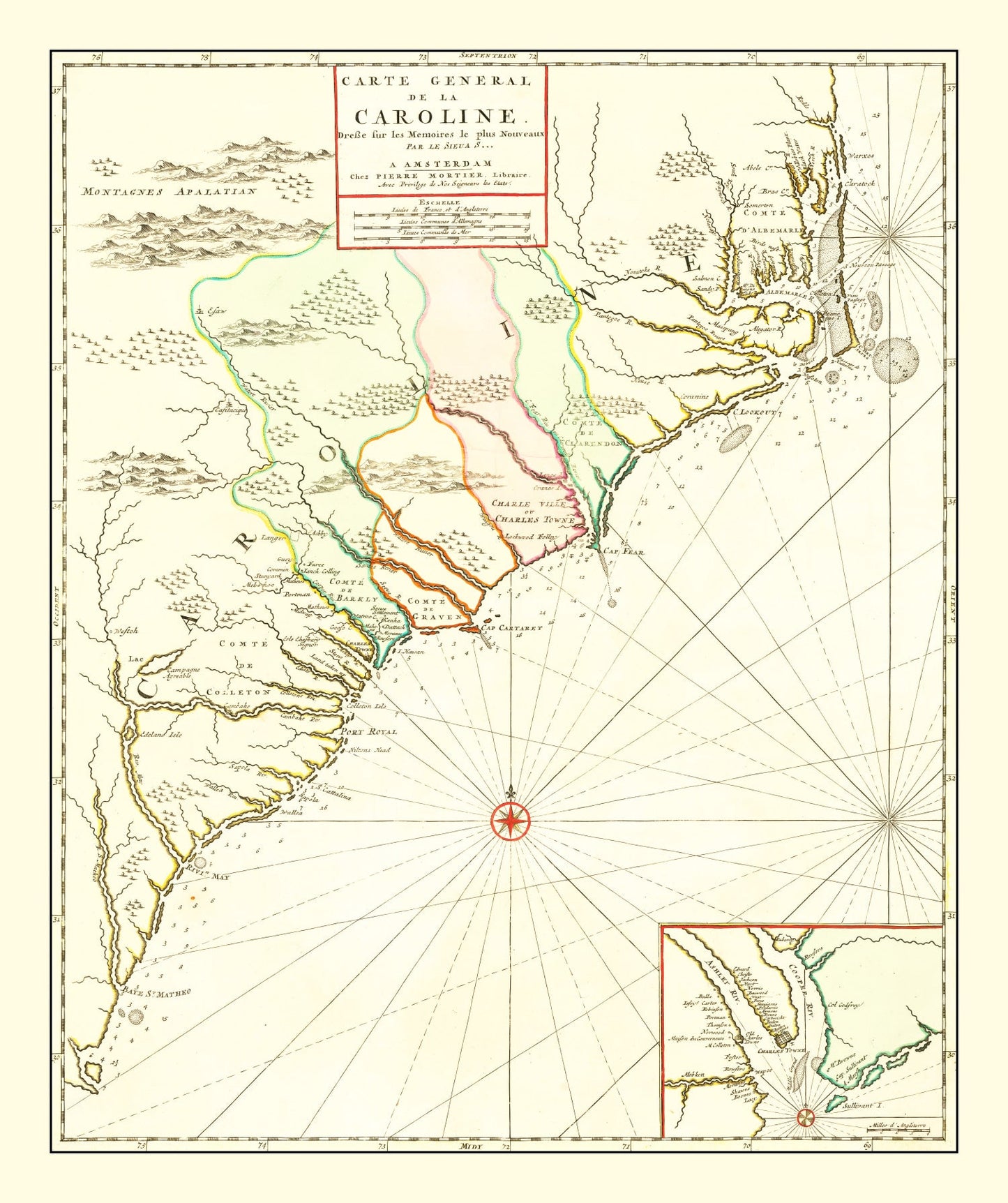 Vintage Map of South Carolina, 1696