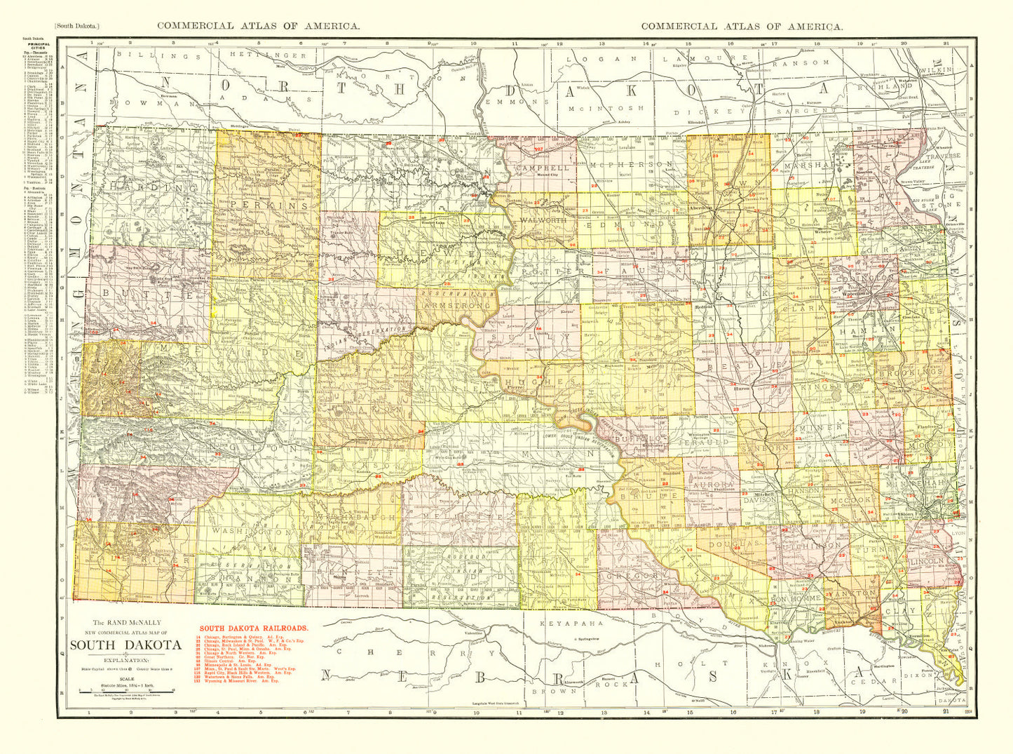 Vintage Map of South Dakota, 1917