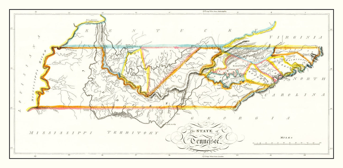 Vintage Map of Tennessee, 1814