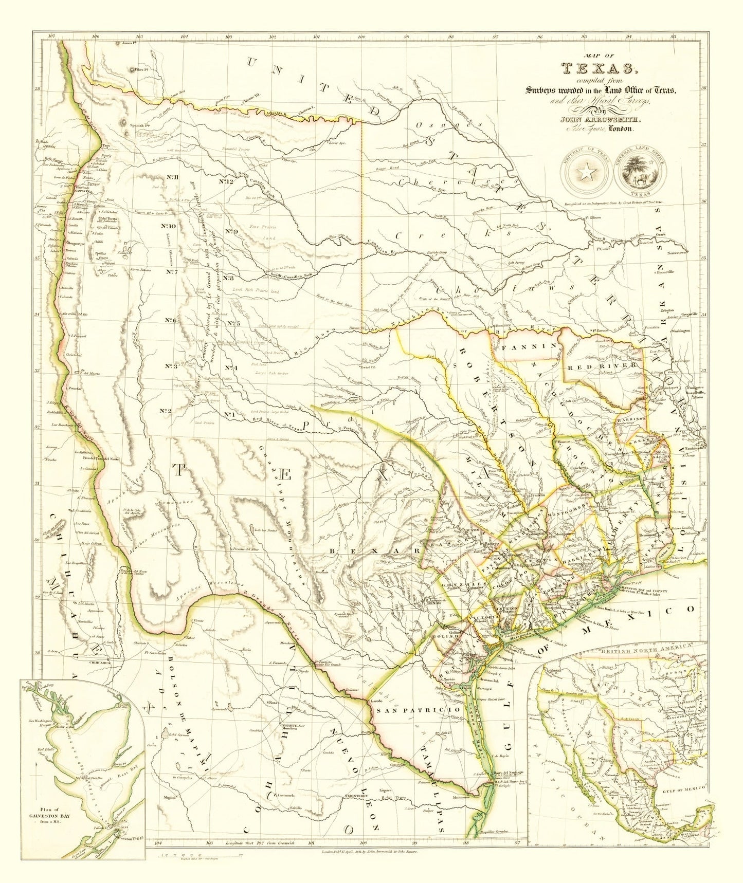 Vintage Map of Texas, 1841