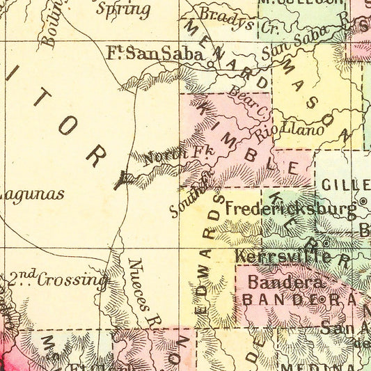 Vintage Map of Texas, 1860