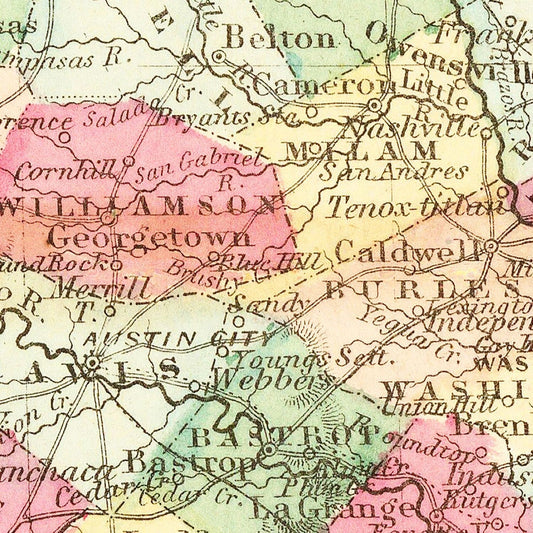 Vintage Map of Texas, 1861
