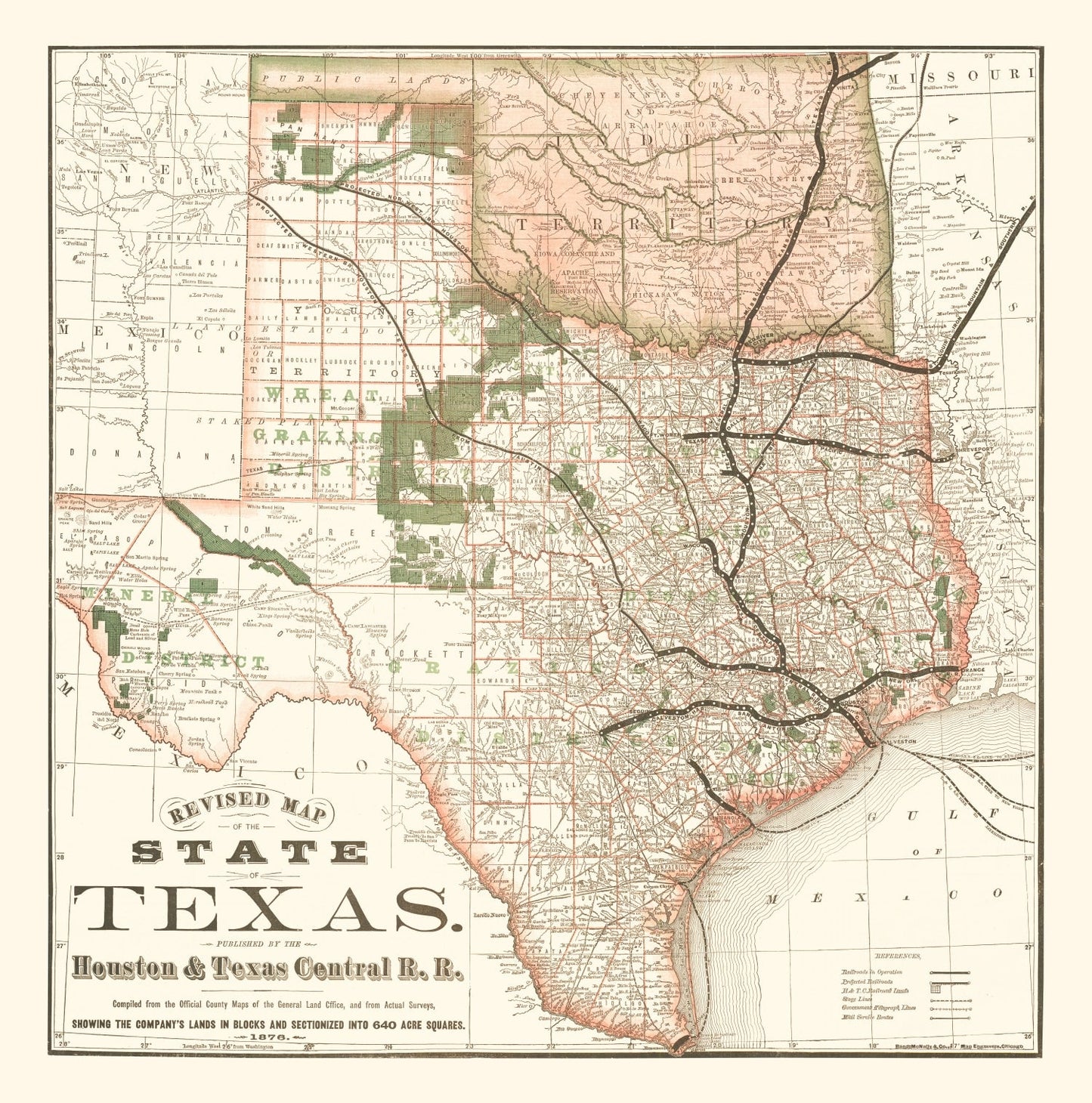 Vintage Map of Texas, 1877