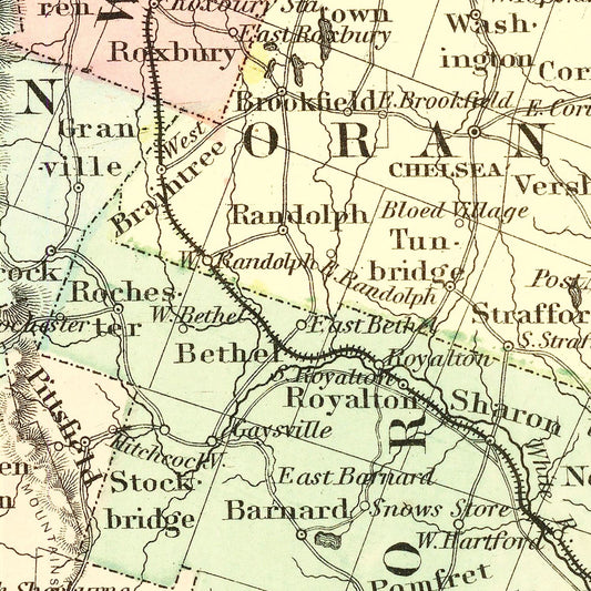 Vintage Map of Vermont, 1855