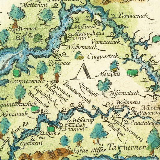 Vintage Map of Virginia, 1612