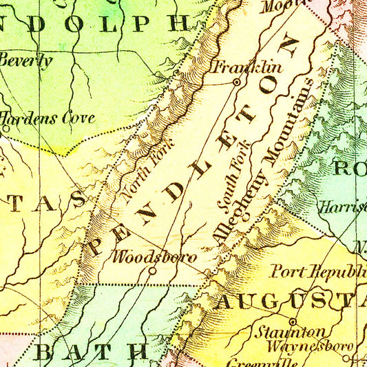 Vintage Map of Virginia, 1824 Wall Art