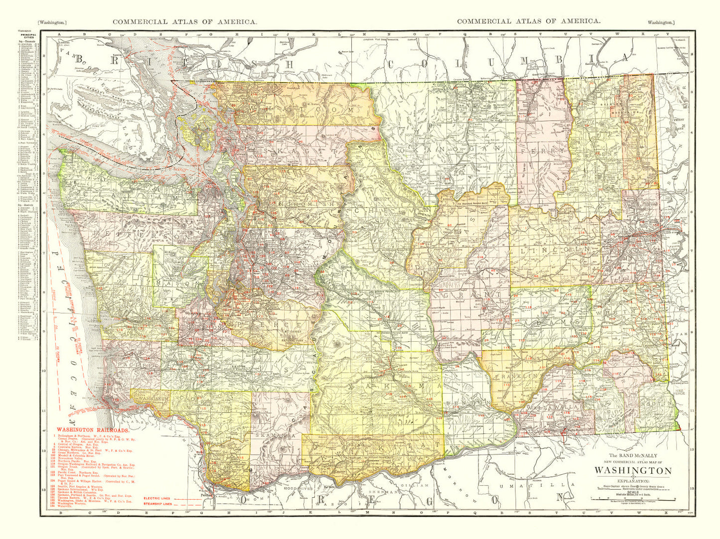 Vintage Map of Washington State, 1917