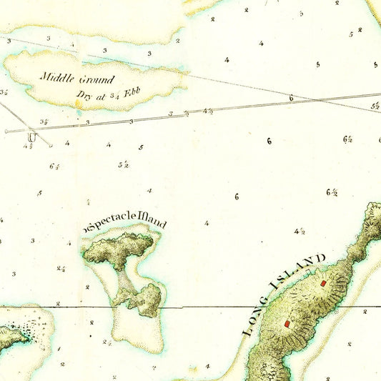 Vintage Map of Boston Harbor, 1775
