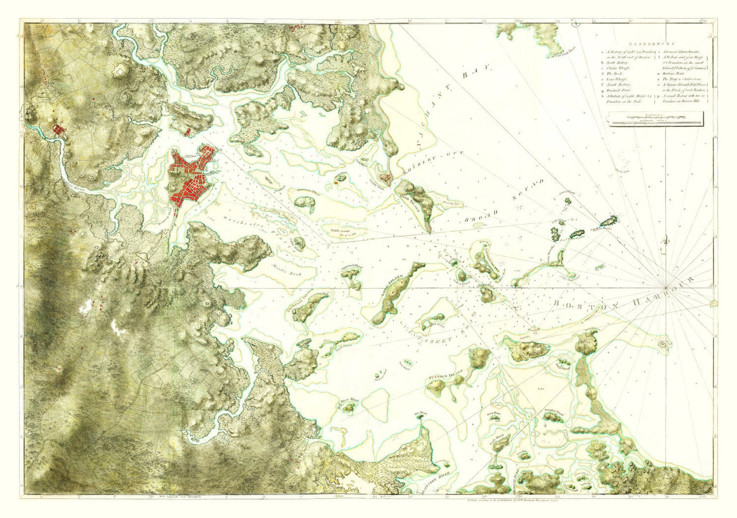 Vintage Map of Boston Harbor, 1775