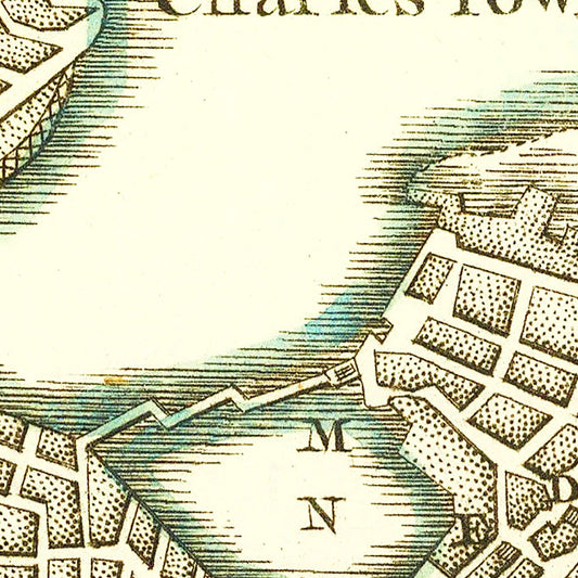 Vintage Map of Boston, Massachusetts, 1764