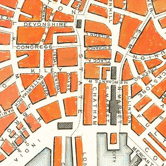 Vintage Map of Boston, Massachusetts 1851