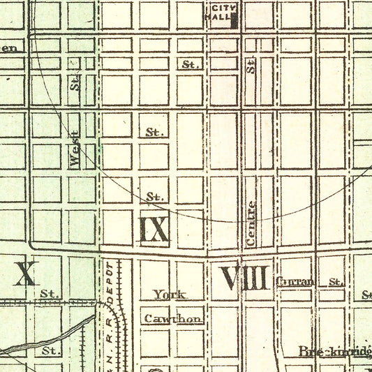 Vintage Map of Louisville, Kentucky, 1875