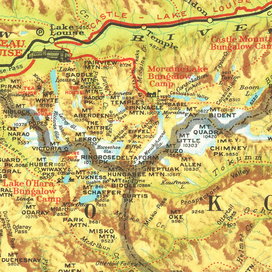 Vintage Map of the Canadian Rockies, 1930