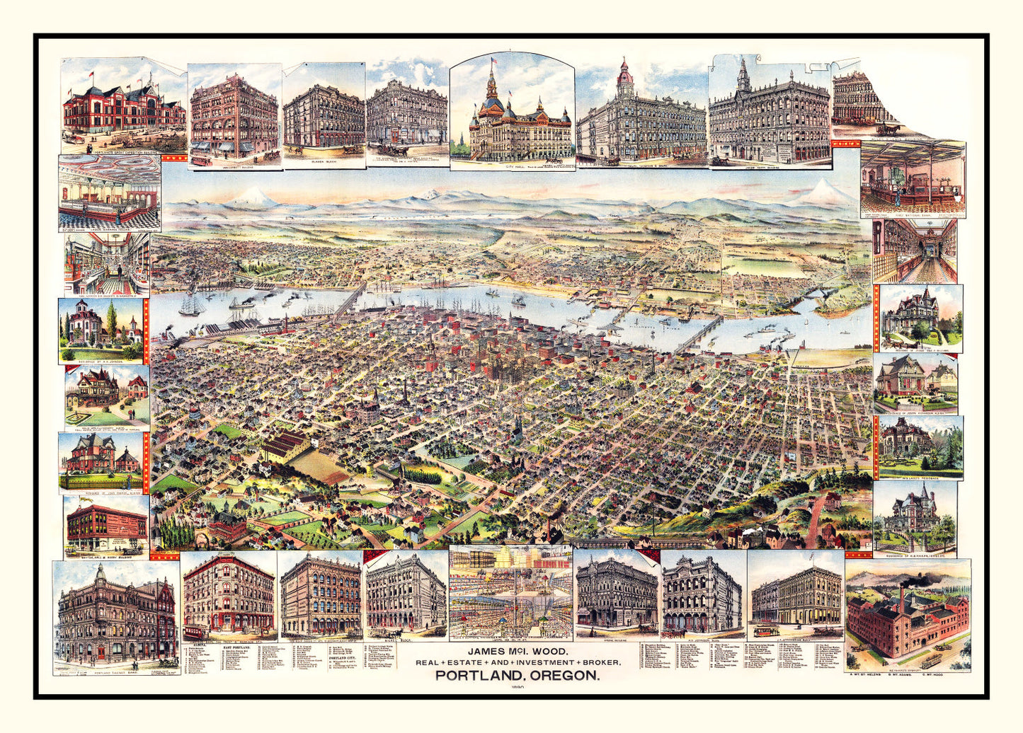 Vintage Map of Portland, Oregon, 1890