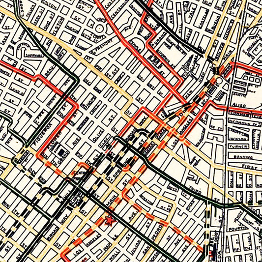Vintage Railway Map of Los Angeles, 1906