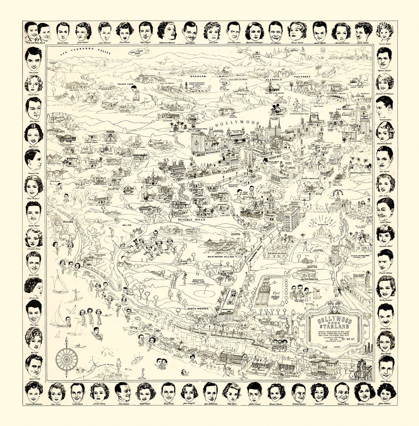 Los Angeles Movie Star Map, 1937