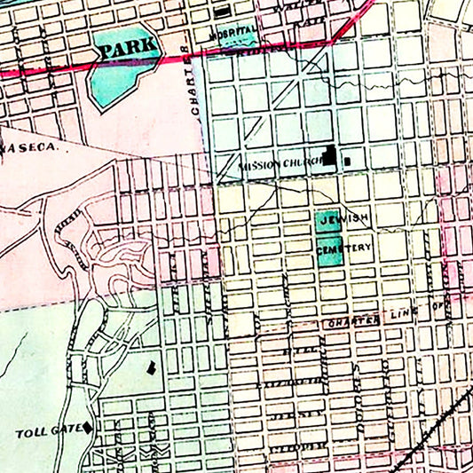 Vintage Map of San Francisco, California, 1876