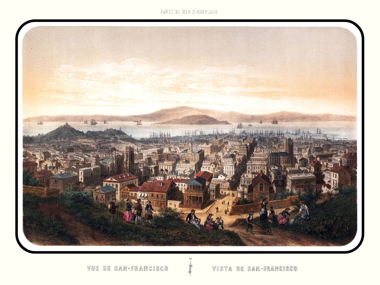 Vintage Map of San Francisco, California, 1860