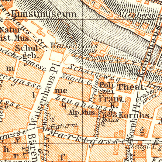 Vintage Map of Bern, Switzerland, 1927