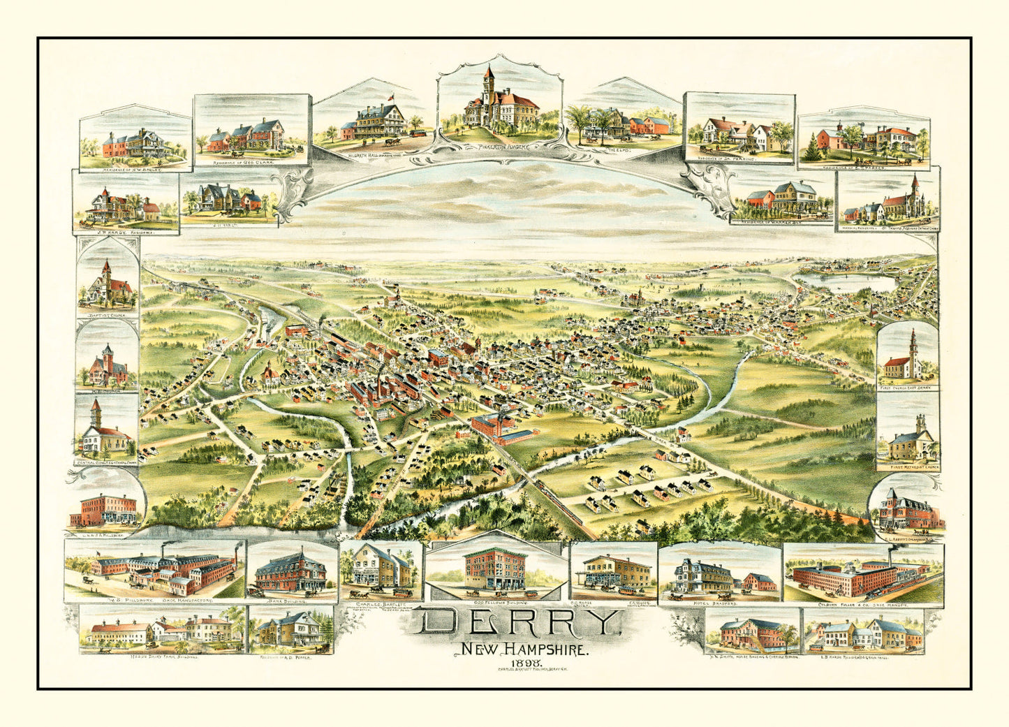 Vintage Map of Derry, New Hampshire 1898