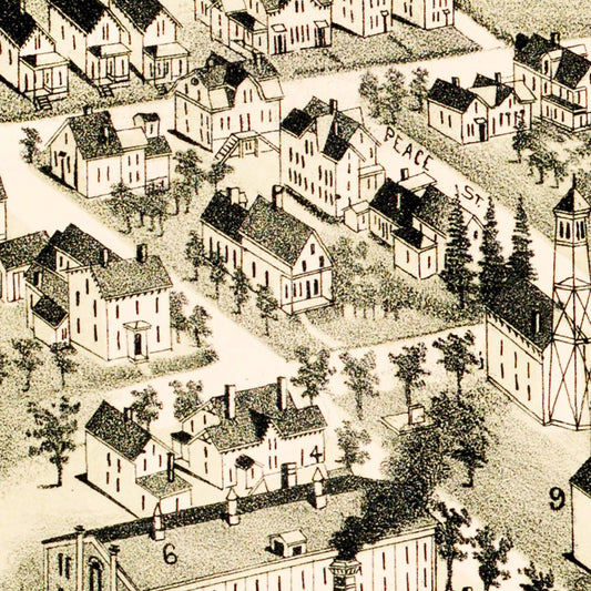 Vintage Map of Hopedale, Worcester County, Massachusetts, 1888