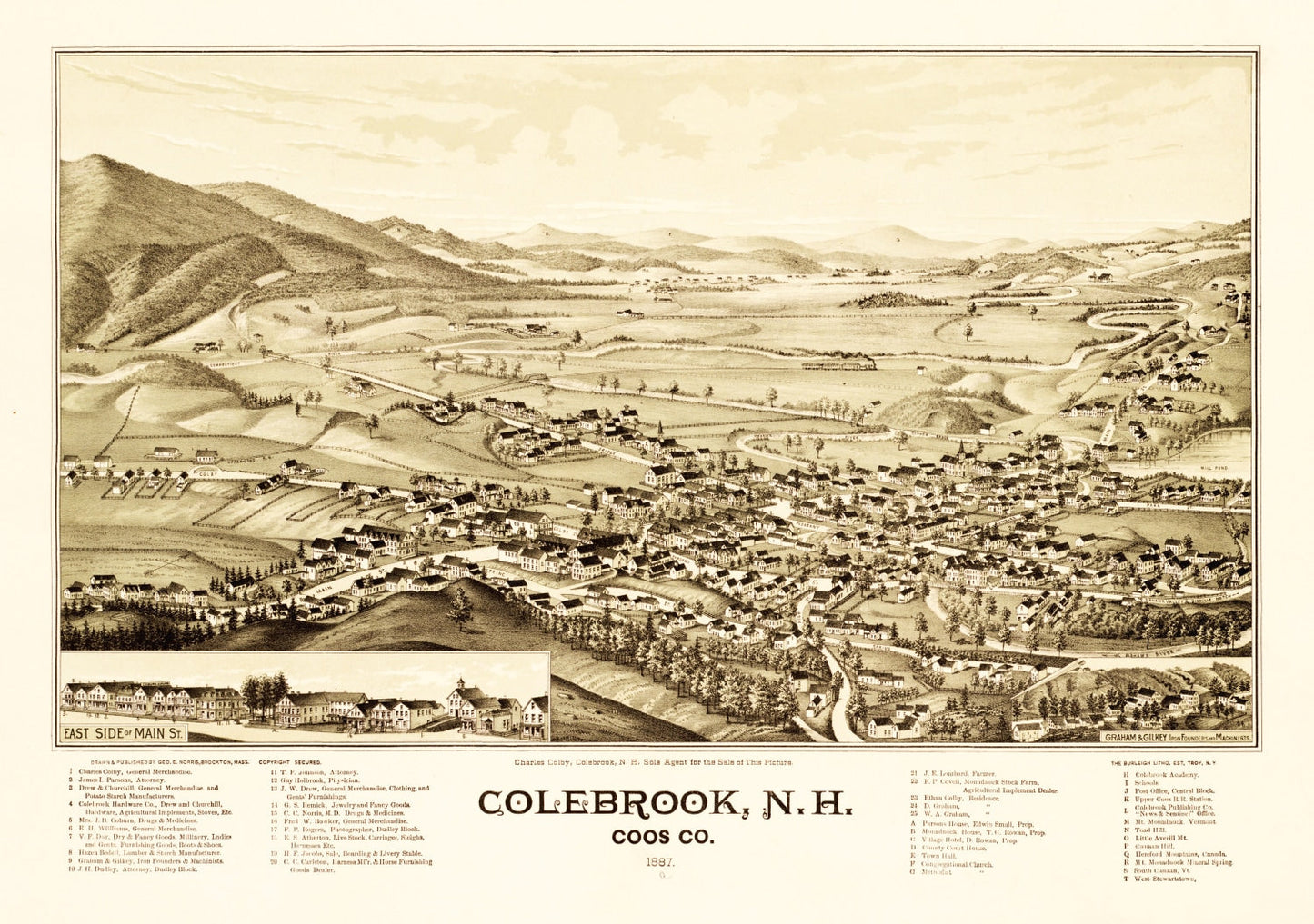 Vintage Map of Colebrook, New Hampshire, 1887