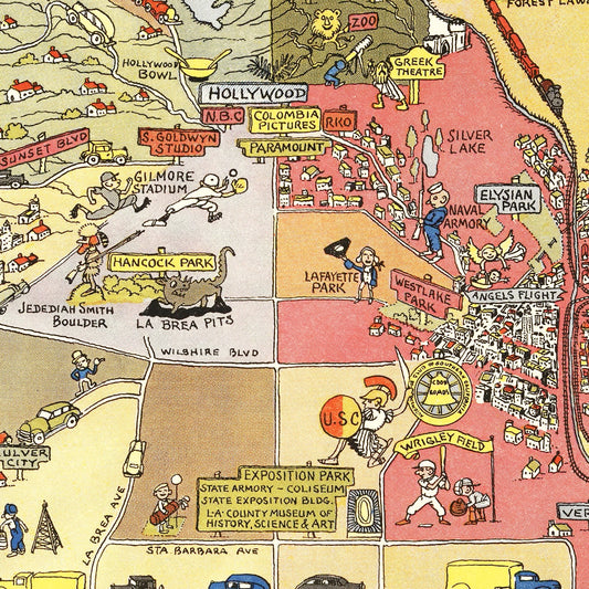 Vintage Map of Los Angeles, California, 2012