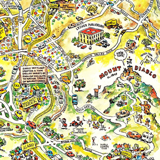 Vintage Map of Contra Costa County, California, 1981