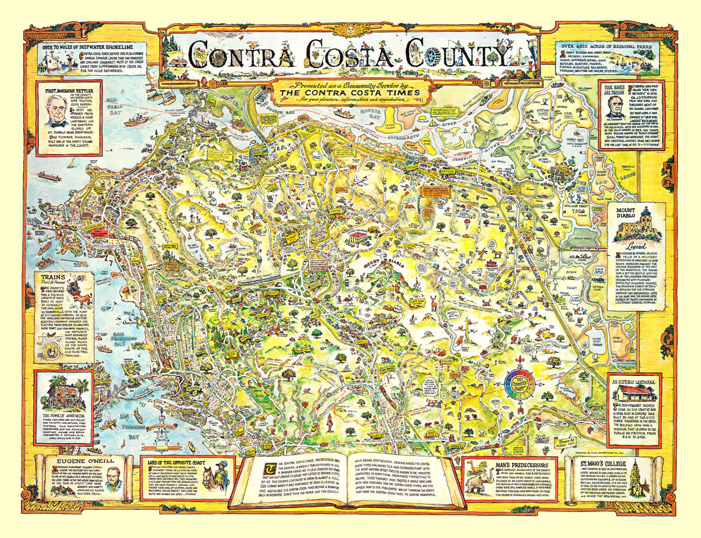 Vintage Map of Contra Costa County, California, 1981