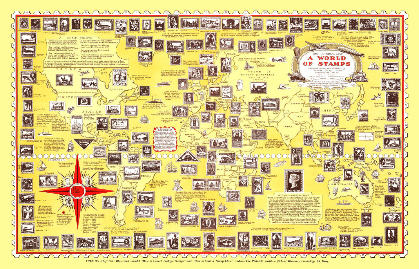 World Map of Stamps, 1947 Wall Art
