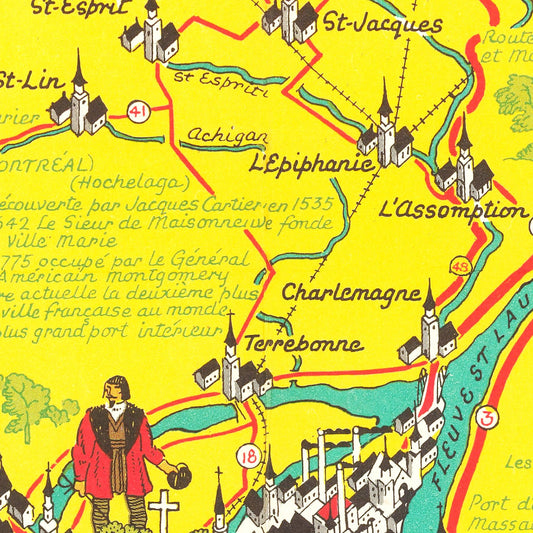 Vintage Map of the Montreal Region, 1948