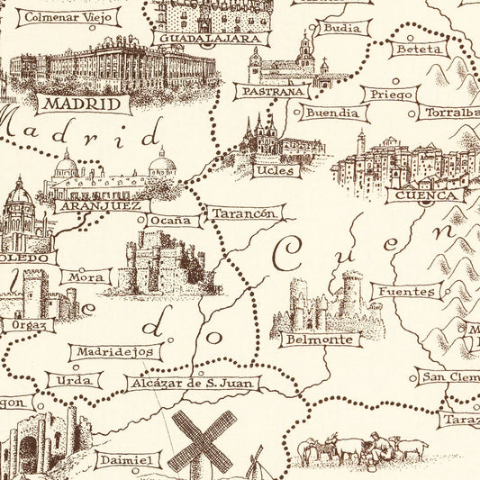 Vintage Pictorial Map of Spain and Portugal, 1935