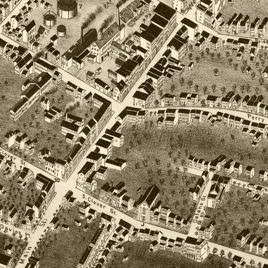 Vintage Map of Poughkeepsie, New York, 1874