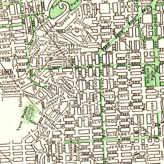 Vintage Map of San Francisco, California, 1906