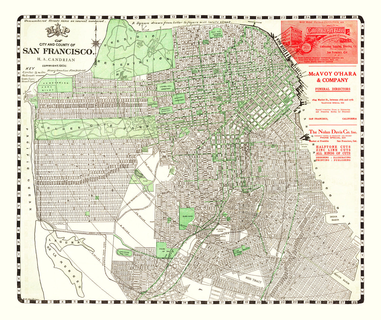 Vintage Map of San Francisco, California, 1906